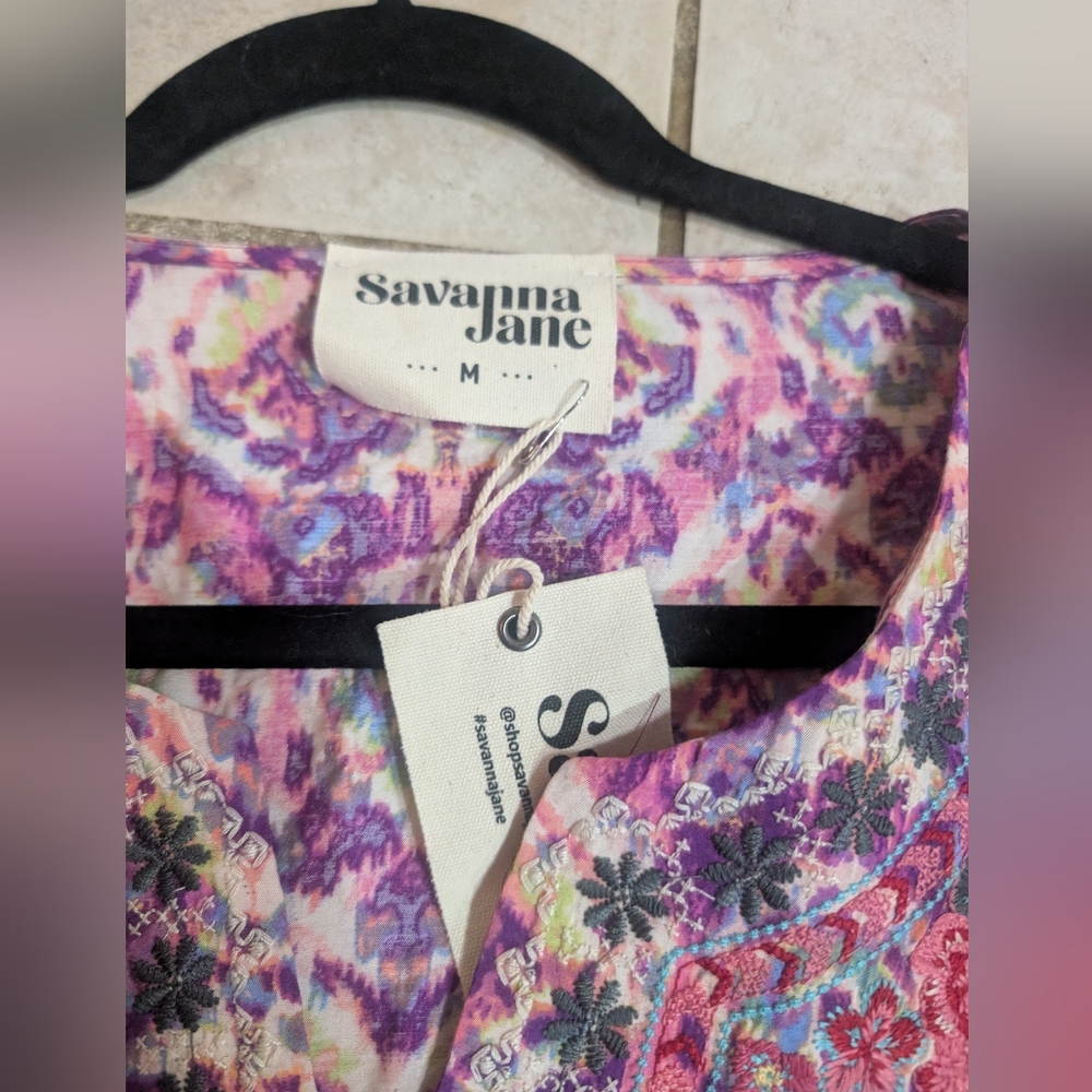 Savanna Jane Vibrant Floral Tunic Blouse - Pink and Orange NWT - Picture 8 of 9
